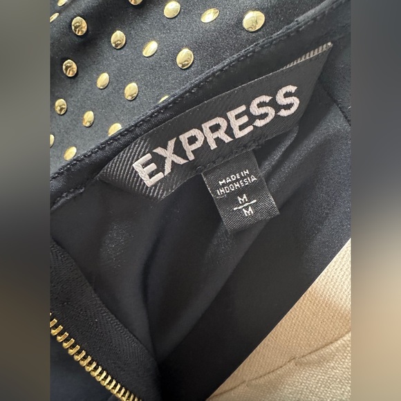 Express Black with Gold Studs Scoop Neck Short Sleeve blouse - Picture 5 of 6